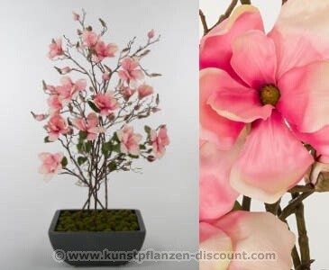 Kunstblumen Gesteck „Korea“, Magnolien mit Topf, Höhe 109cm, rosa
