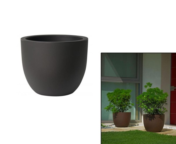 Übertopf schwarz als Pflanzkübel rund mit Durch. 34cm und einer Höhe von 28cm aus Kunststoff