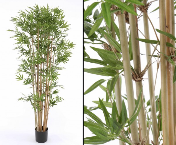 Bambus Kunstbaum mit 1440 Blättern Naturstämme Höhe 150cm